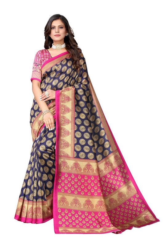 Supikart Printed Art Silk Saree with Blouse