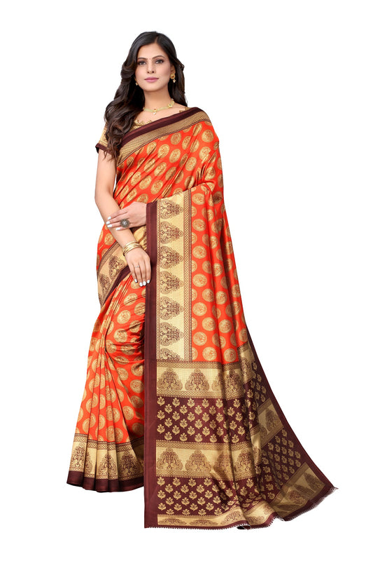 Supikart Printed Art Silk Saree with Blouse