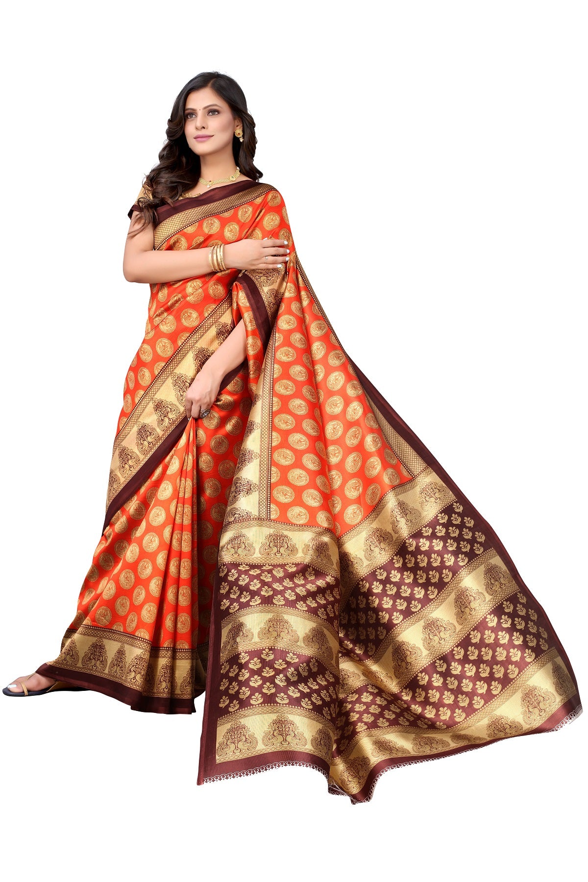 Supikart Printed Art Silk Saree with Blouse