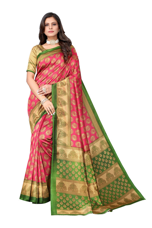 Supikart Printed Art Silk Saree with Blouse