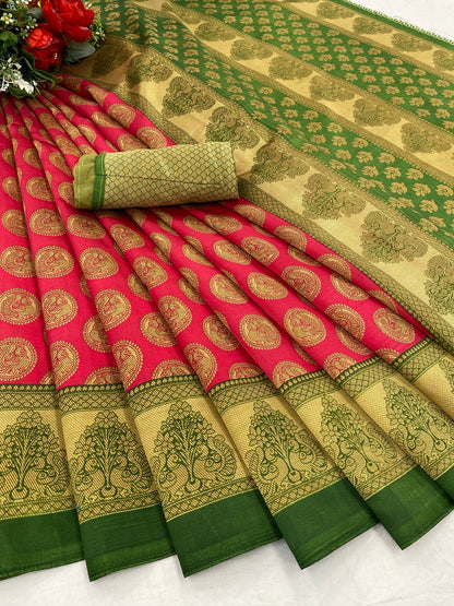 Supikart Printed Art Silk Saree with Blouse