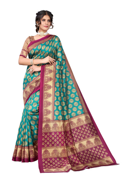 Supikart Printed Art Silk Saree with Blouse