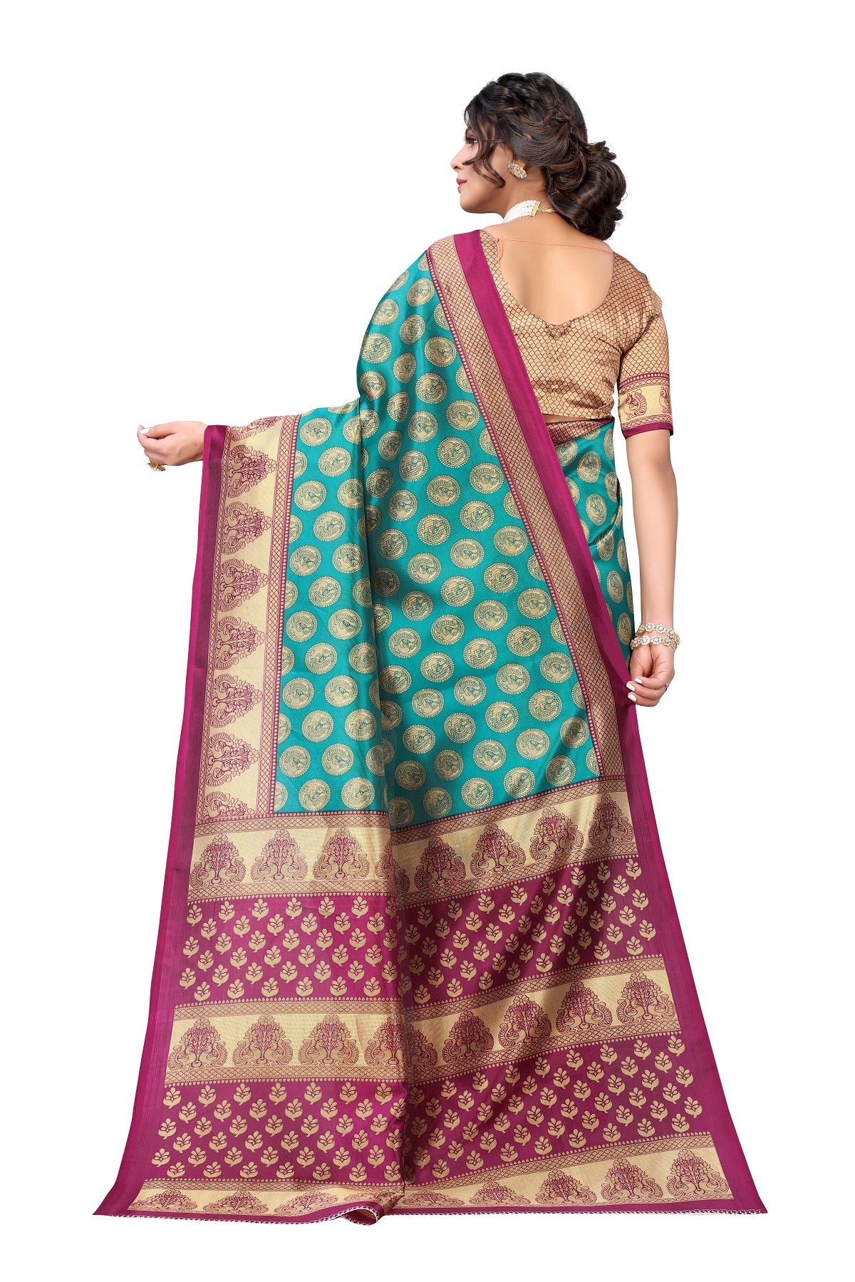 Supikart Printed Art Silk Saree with Blouse