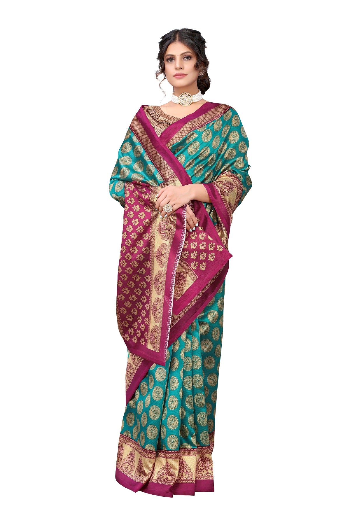 Supikart Printed Art Silk Saree with Blouse