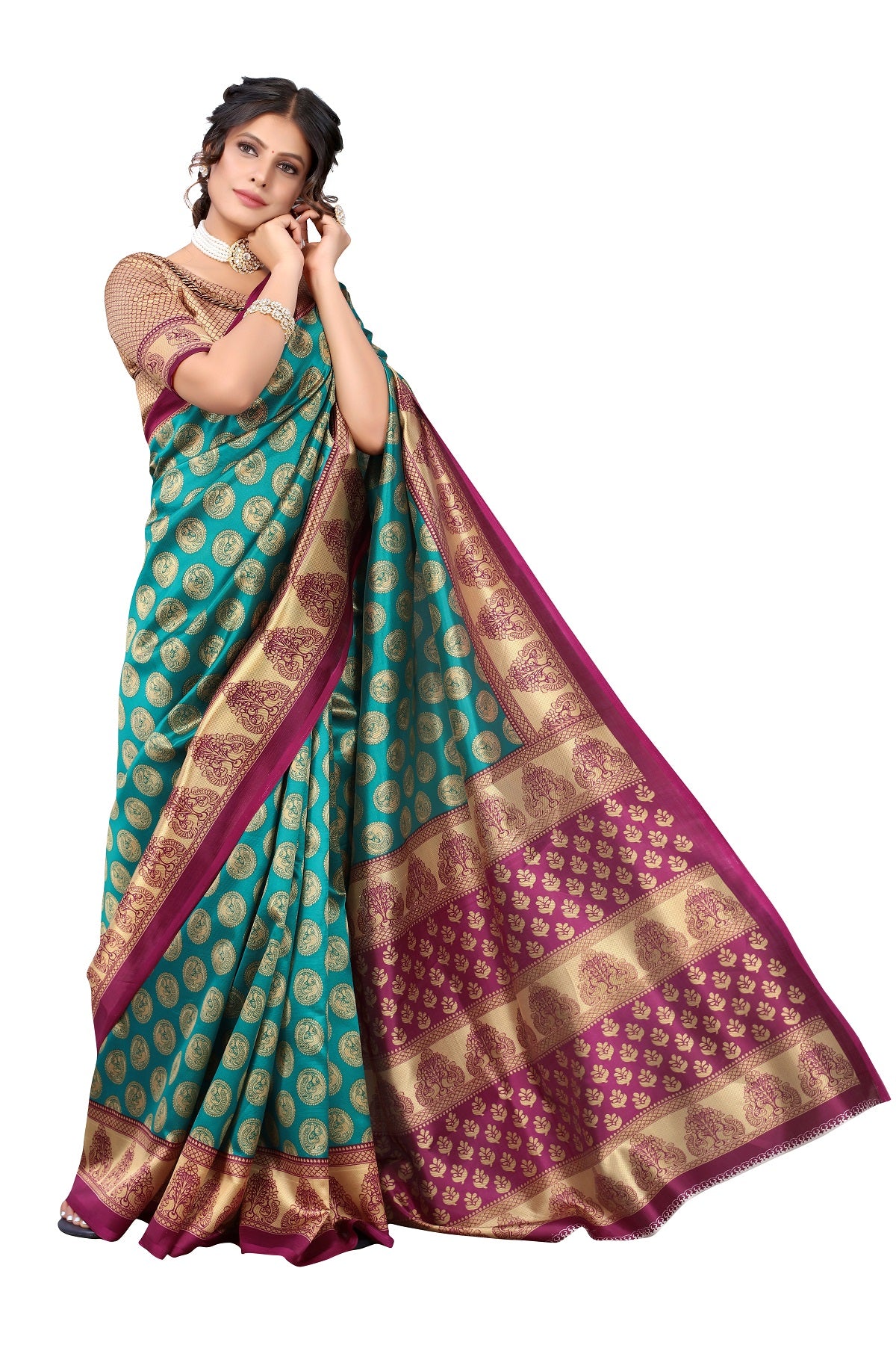 Supikart Printed Art Silk Saree with Blouse