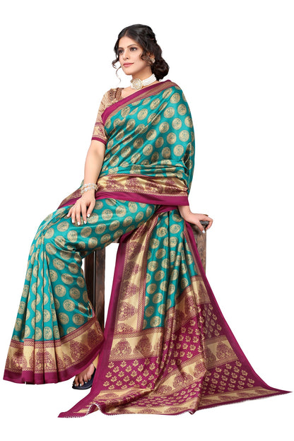 Supikart Printed Art Silk Saree with Blouse