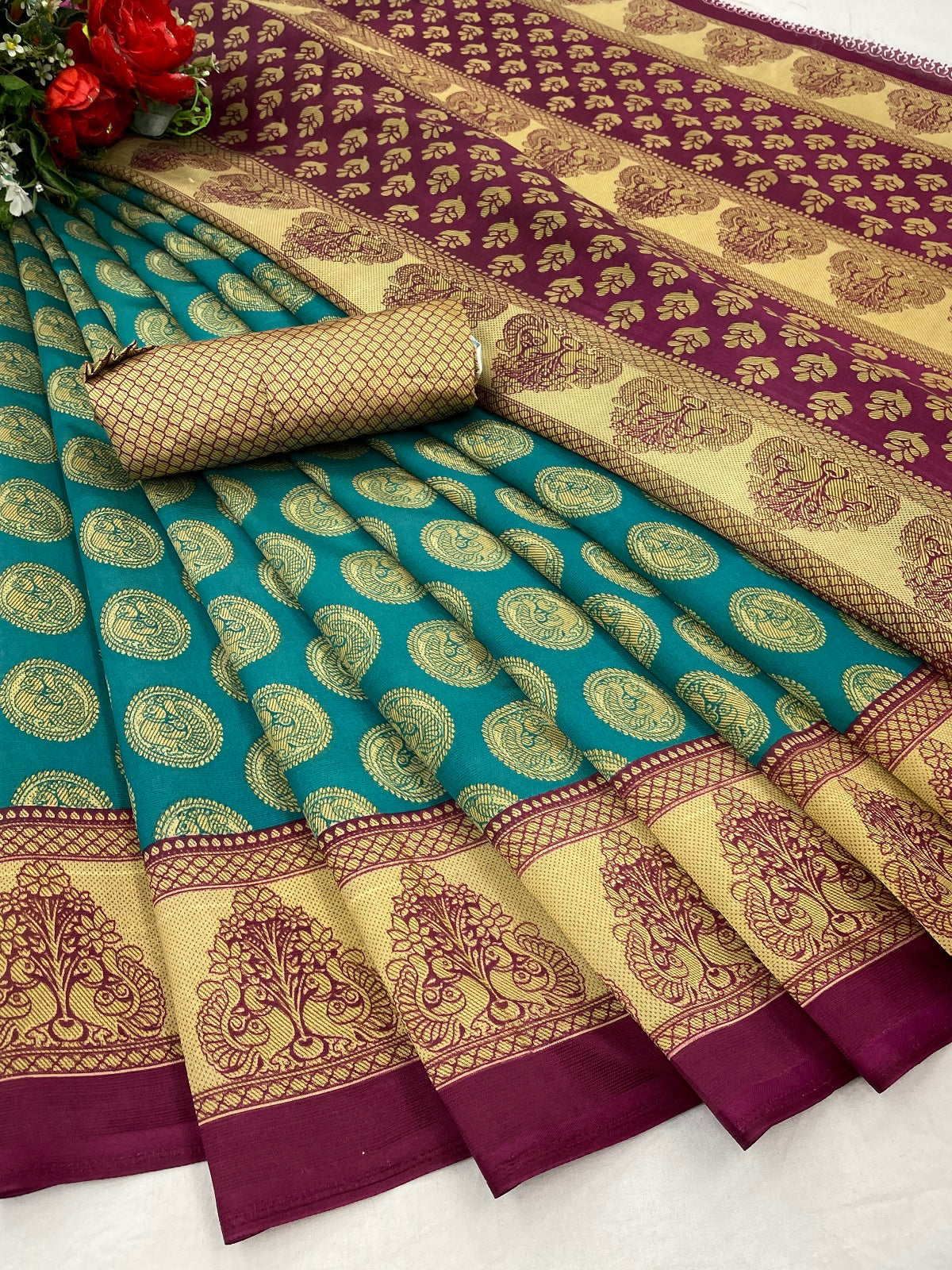 Supikart Printed Art Silk Saree with Blouse