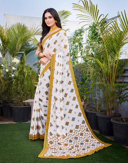 Supikart Elegant Georgette Saree with Blouse Piece