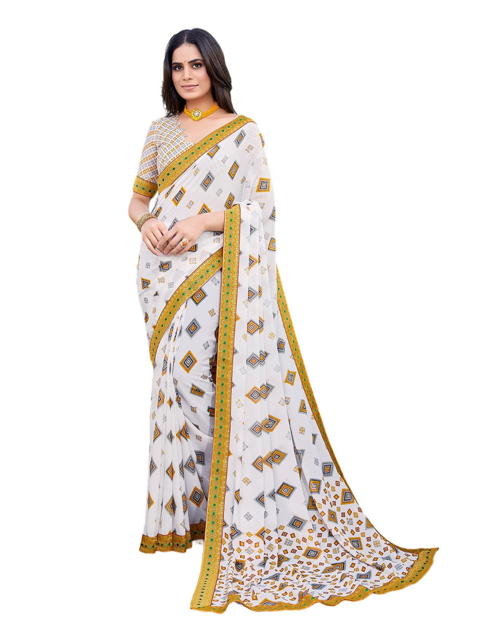 Supikart Elegant Georgette Saree with Blouse Piece