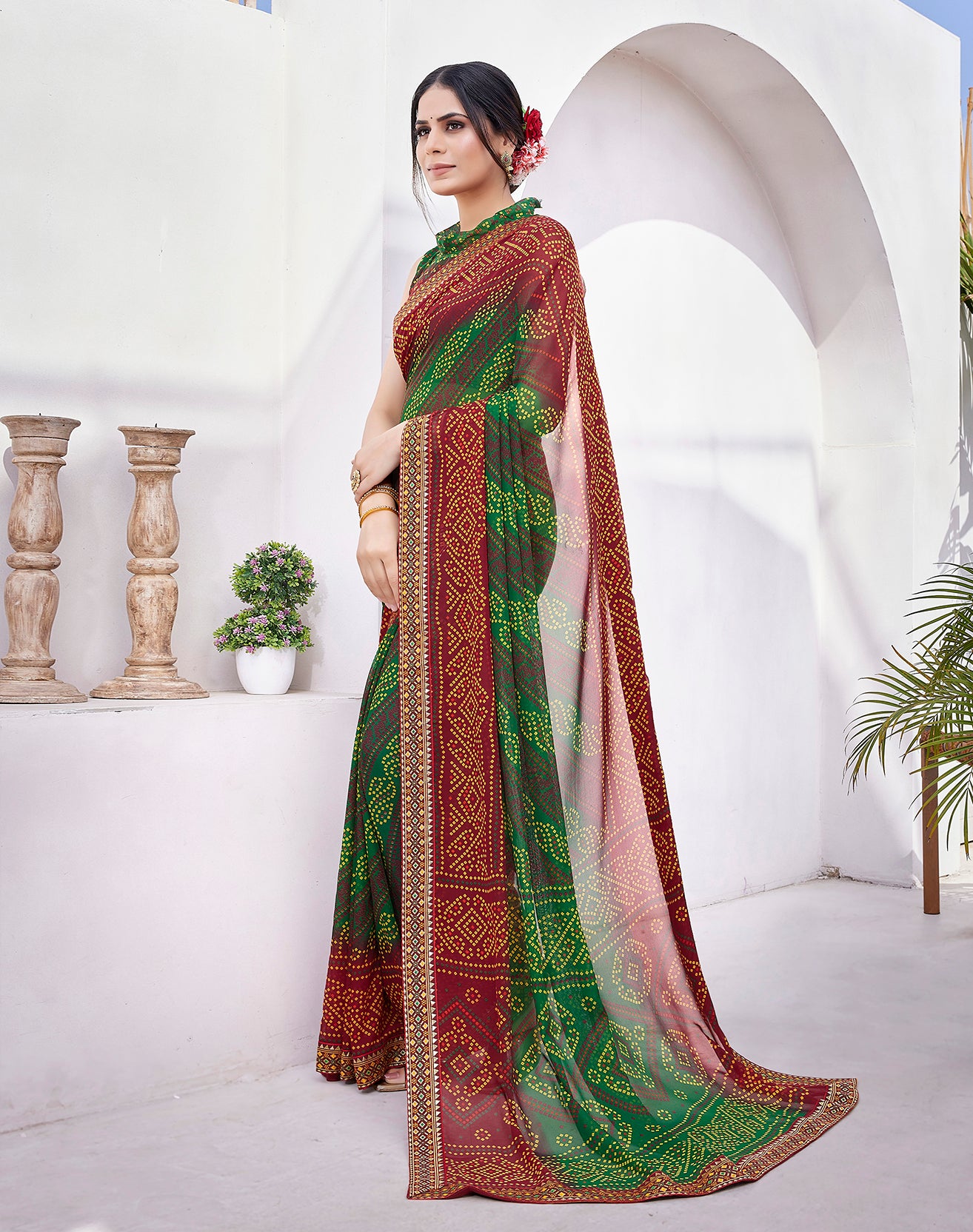 Supikart Elegant Georgette Saree with Blouse Piece