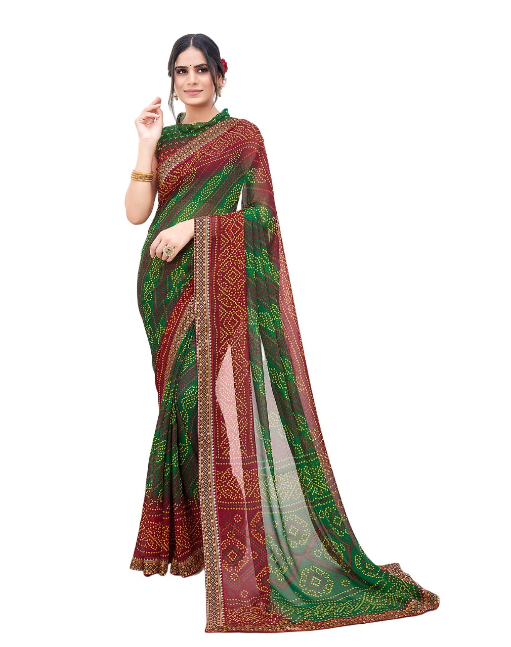 Supikart Elegant Georgette Saree with Blouse Piece