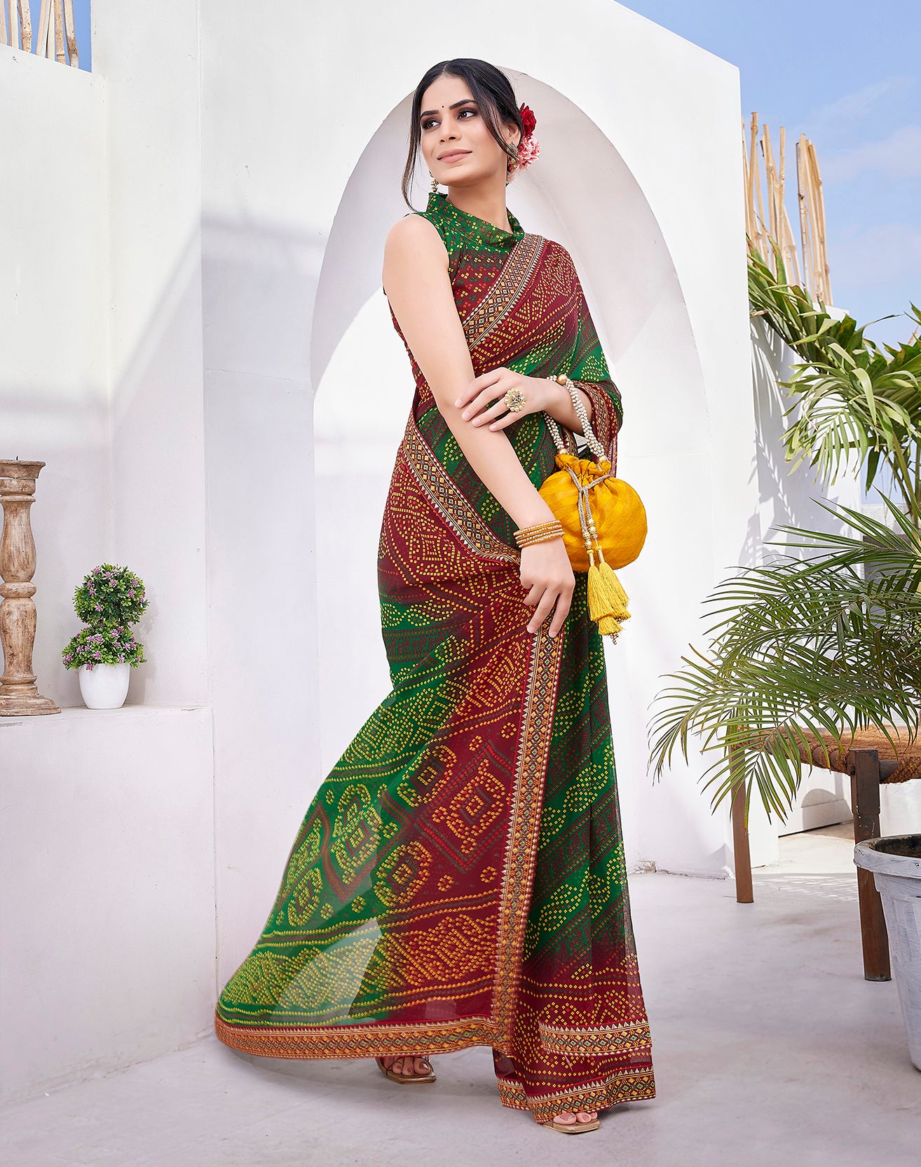 Supikart Elegant Georgette Saree with Blouse Piece