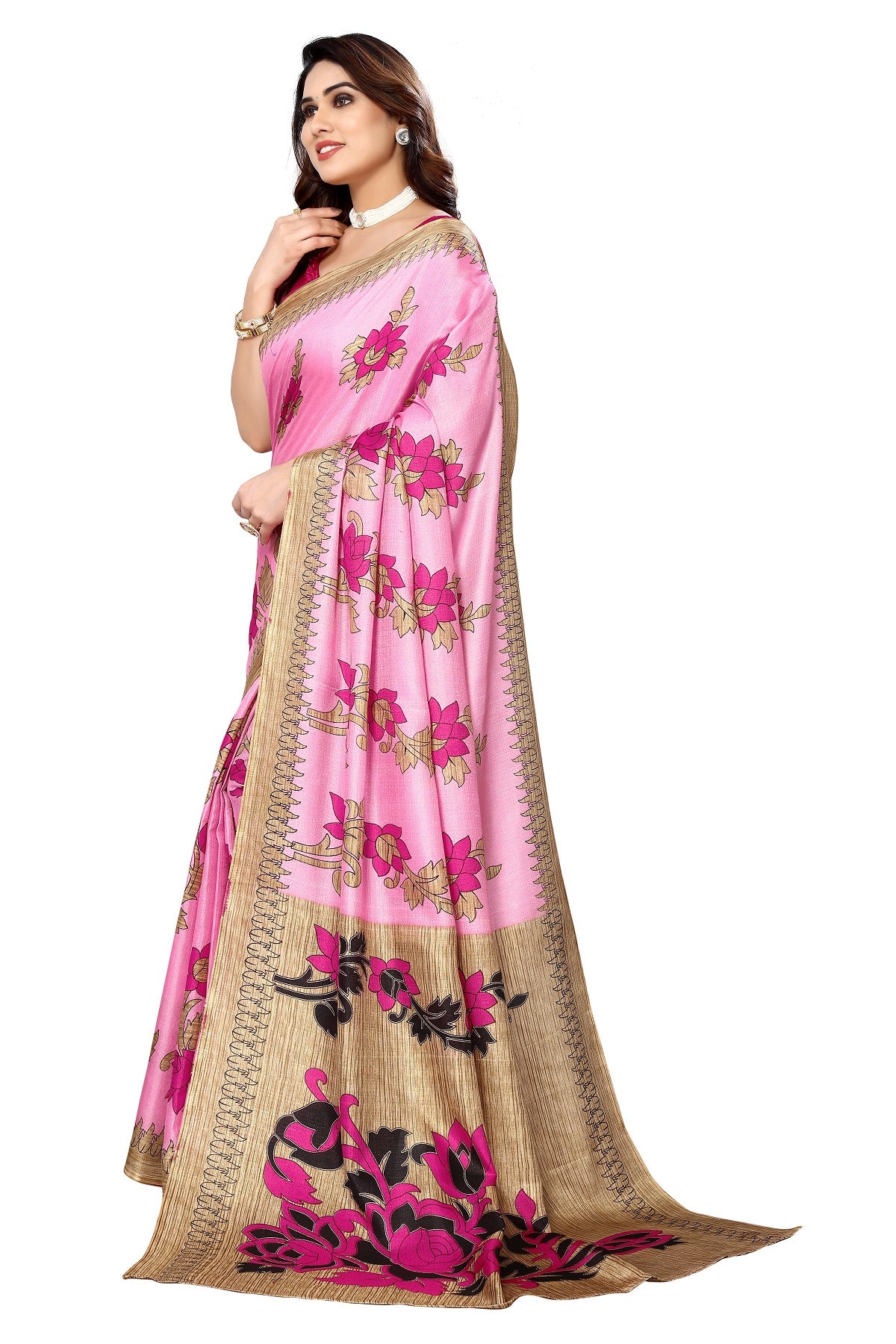 Supikart Printed Art Silk Saree with Blouse