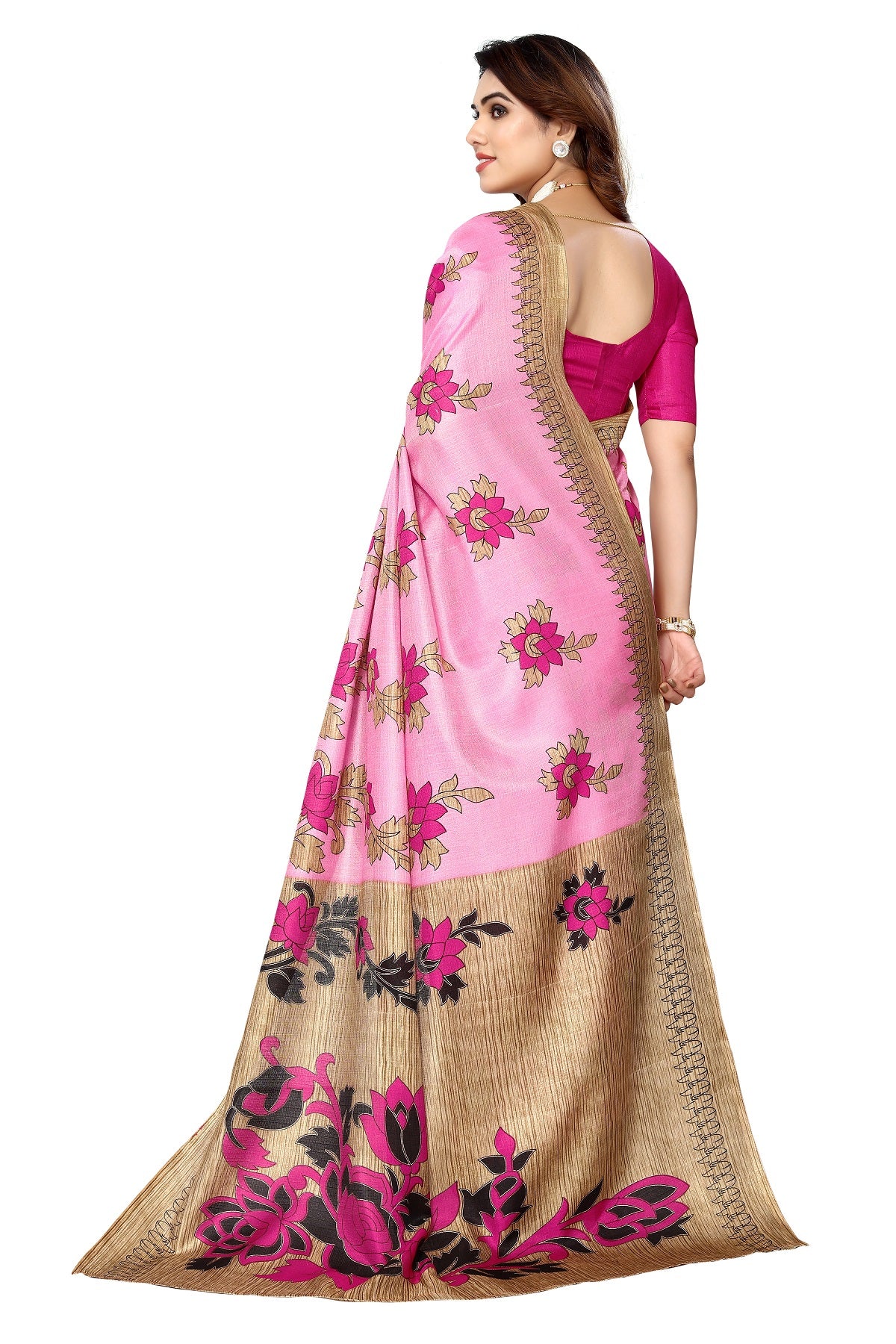 Supikart Printed Art Silk Saree with Blouse