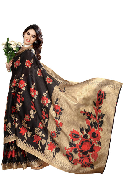 Supikart Printed Art Silk Saree with Blouse