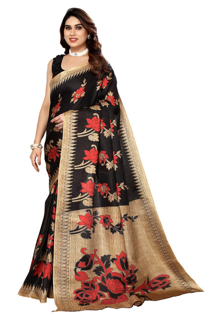 Supikart Printed Art Silk Saree with Blouse