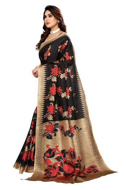 Supikart Printed Art Silk Saree with Blouse