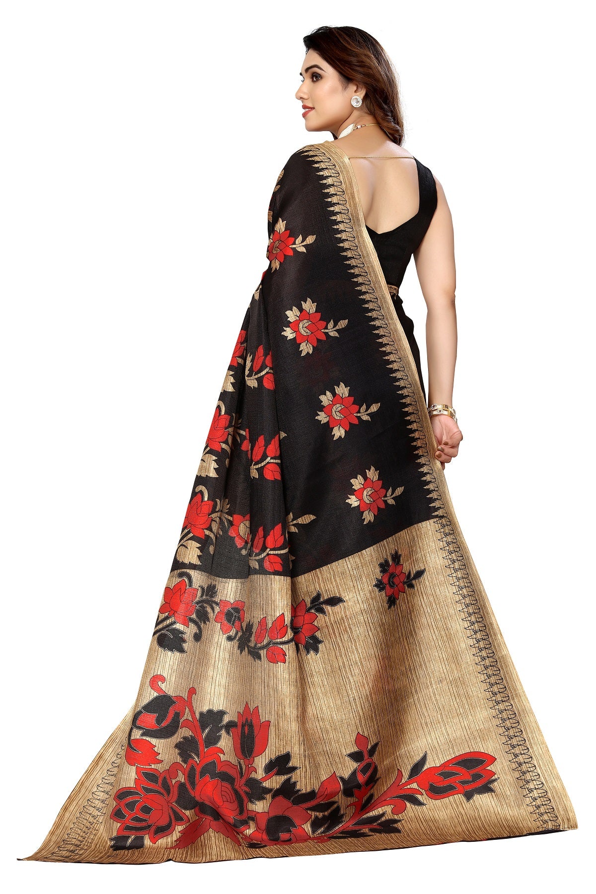 Supikart Printed Art Silk Saree with Blouse