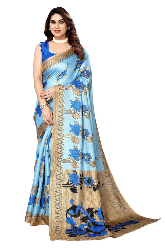 Supikart Printed Art Silk Saree with Blouse