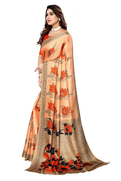 Supikart Printed Art Silk Saree with Blouse