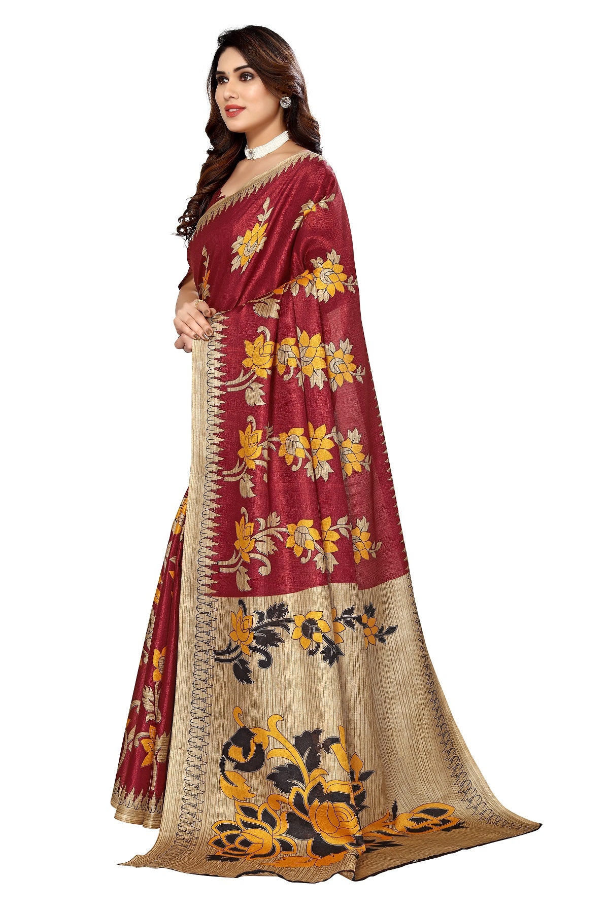 Supikart Printed Art Silk Saree with Blouse