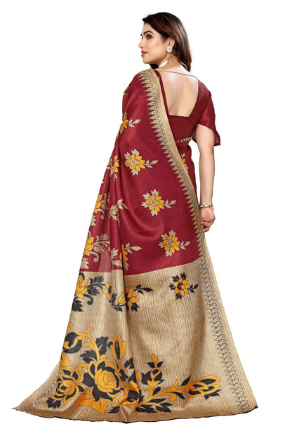 Supikart Printed Art Silk Saree with Blouse