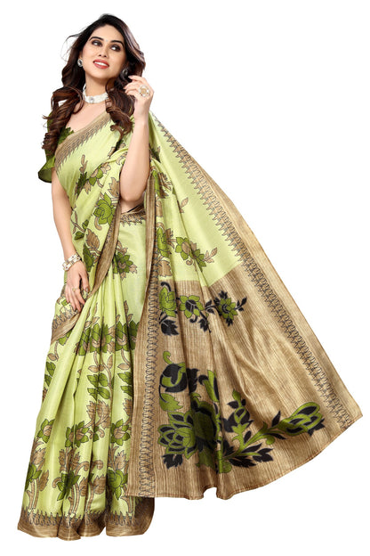 Supikart Printed Art Silk Saree with Blouse