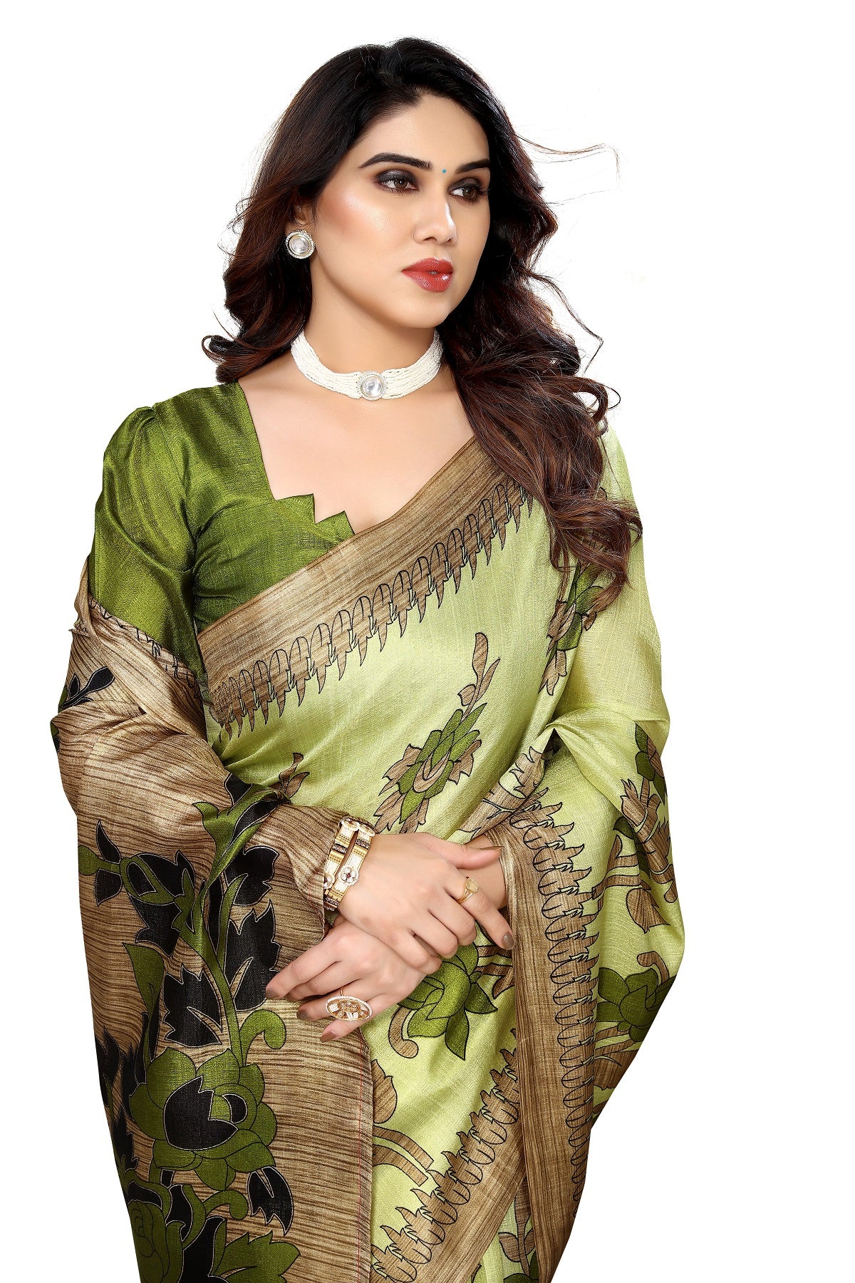 Supikart Printed Art Silk Saree with Blouse