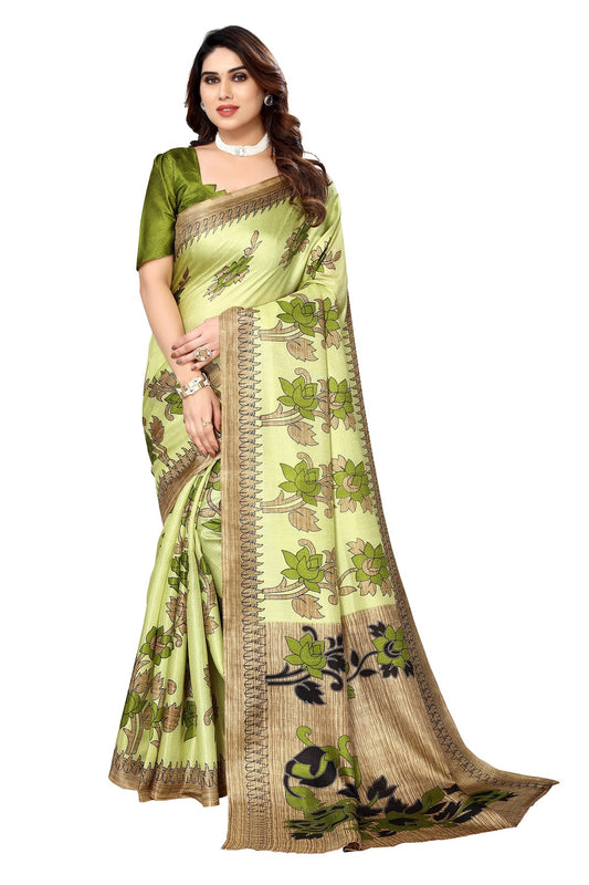 Supikart Printed Art Silk Saree with Blouse