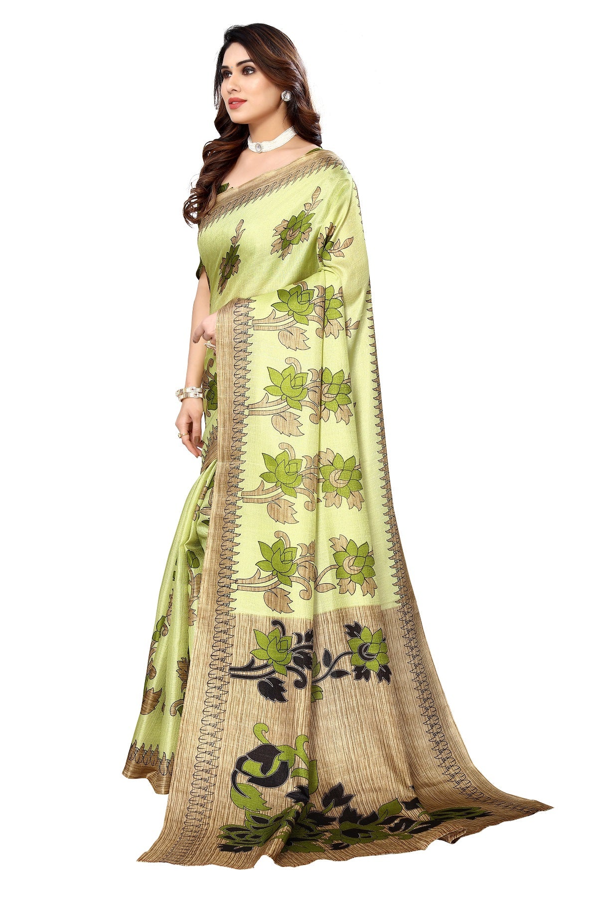 Supikart Printed Art Silk Saree with Blouse