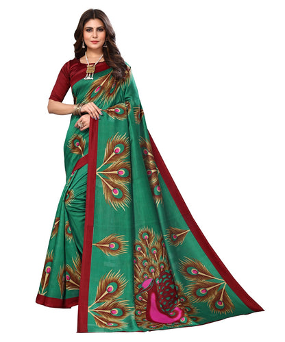 Supikart Printed Art Silk Saree with Blouse