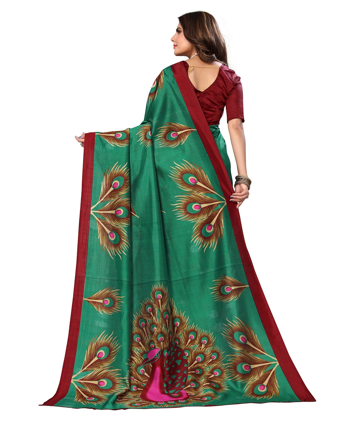 Supikart Printed Art Silk Saree with Blouse