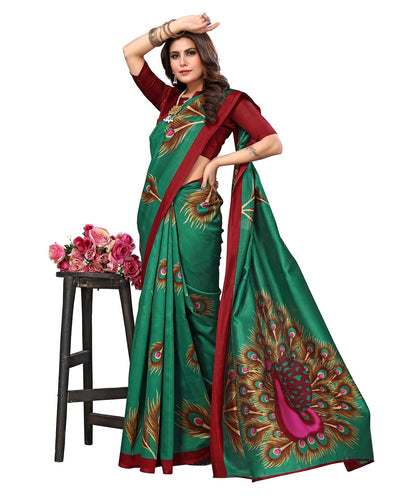 Supikart Printed Art Silk Saree with Blouse