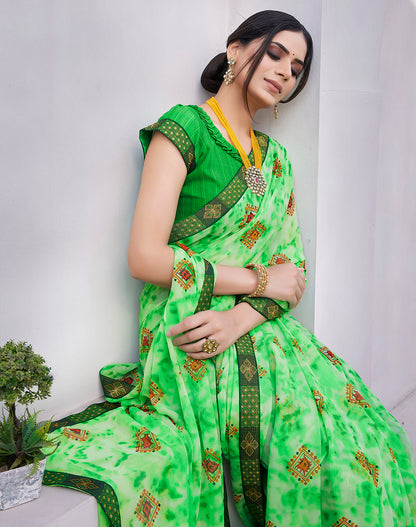 Supikart Elegant Georgette Saree with Blouse Piece