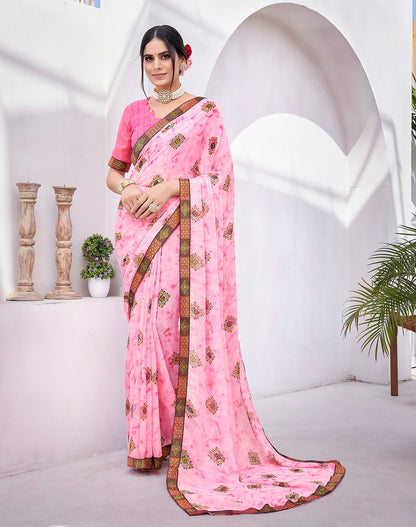 Supikart Elegant Georgette Saree with Blouse Piece