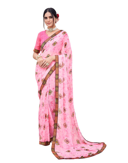 Supikart Elegant Georgette Saree with Blouse Piece