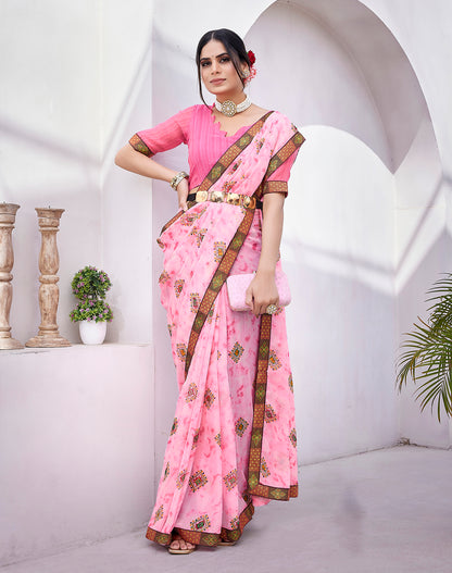 Supikart Elegant Georgette Saree with Blouse Piece