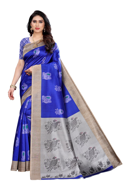 Supikart Printed Art Silk Saree with Blouse