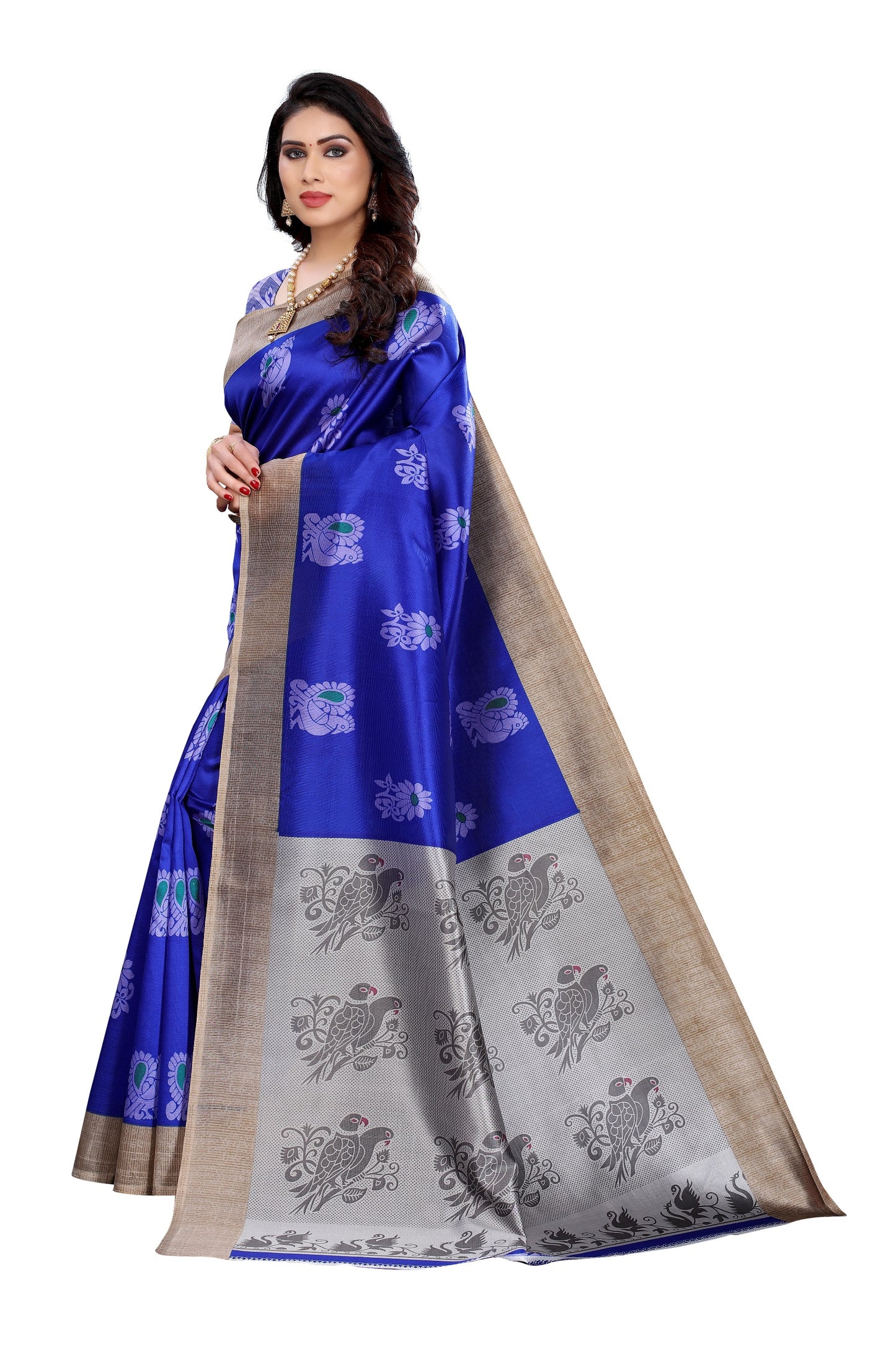 Supikart Printed Art Silk Saree with Blouse