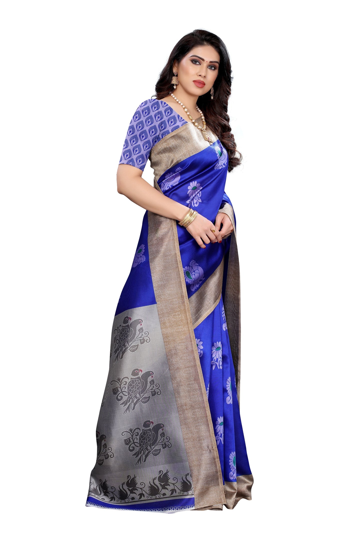 Supikart Printed Art Silk Saree with Blouse