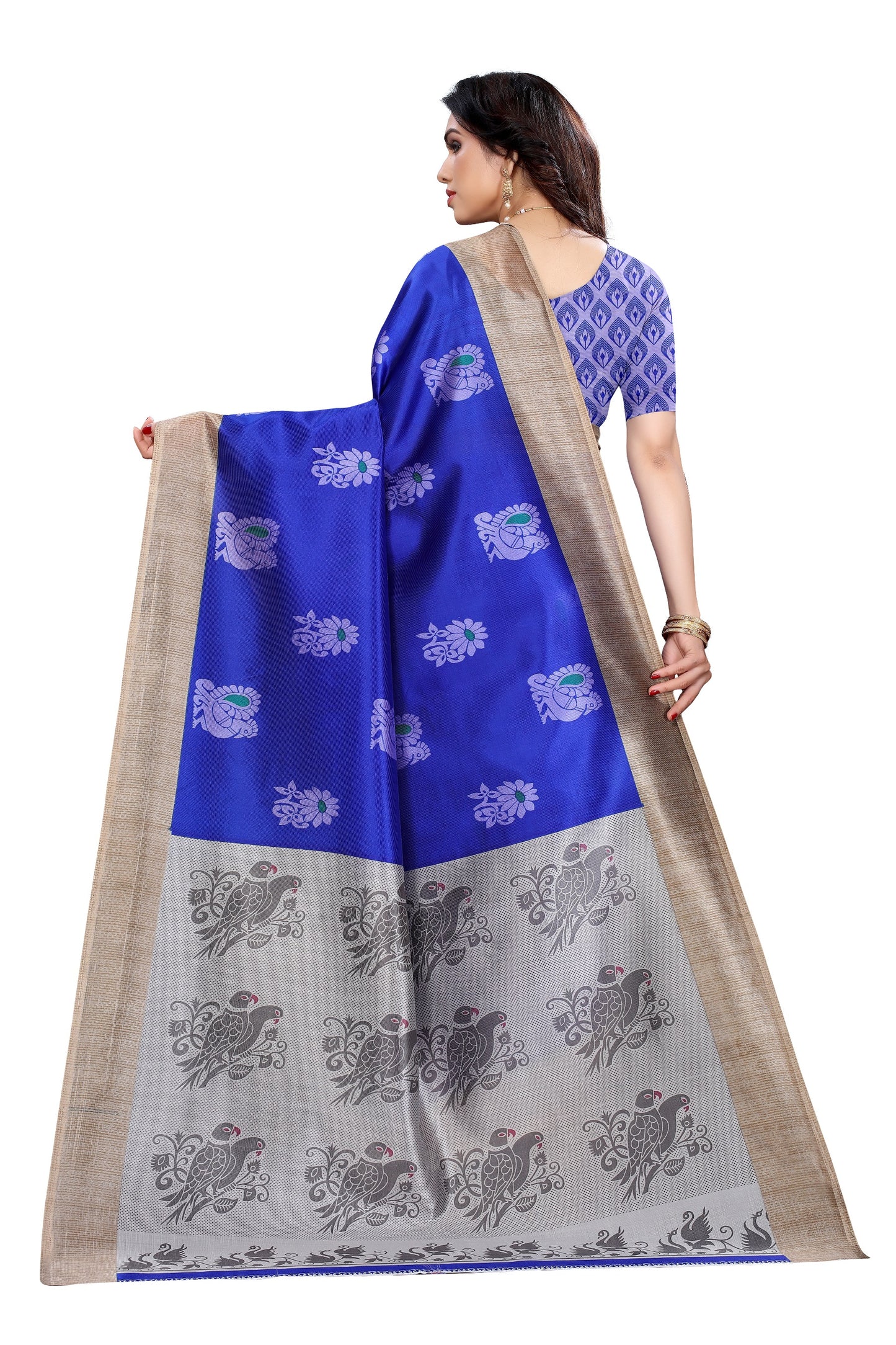 Supikart Printed Art Silk Saree with Blouse