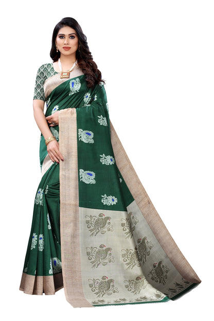 Supikart Printed Art Silk Saree with Blouse