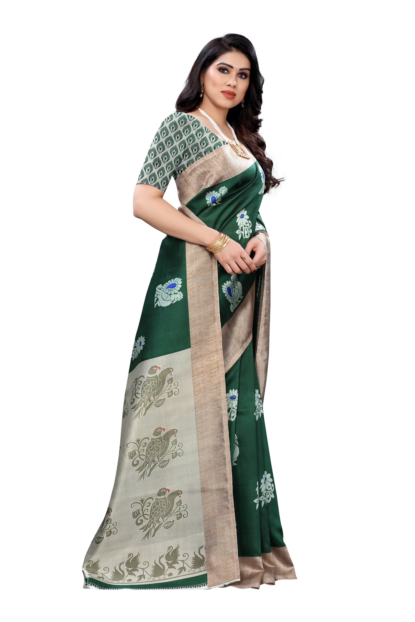 Supikart Printed Art Silk Saree with Blouse