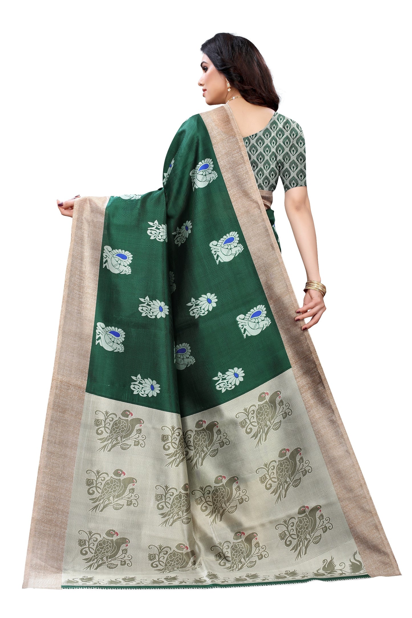 Supikart Printed Art Silk Saree with Blouse