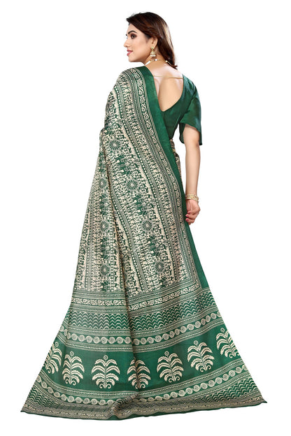 Supikart Printed Art Silk Saree with Blouse