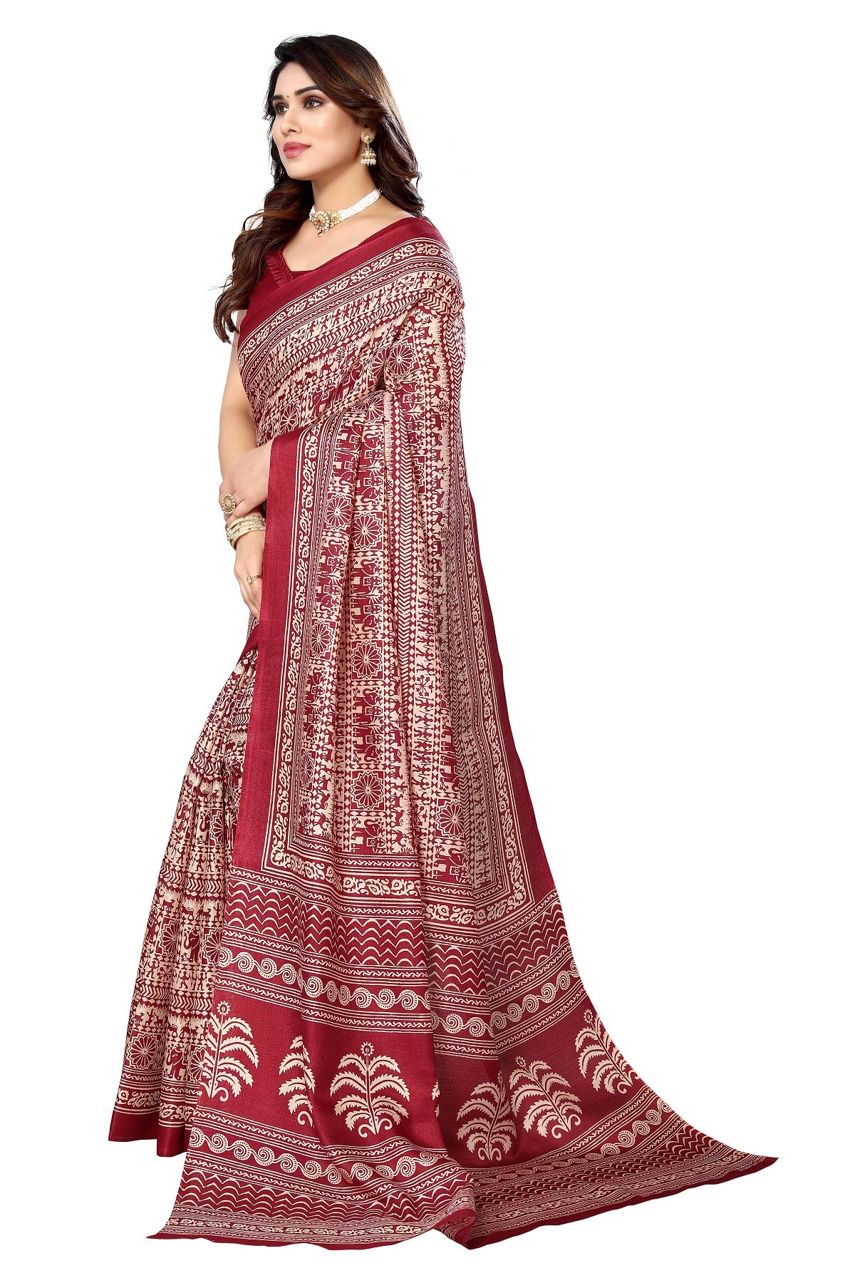 Supikart Printed Art Silk Saree with Blouse