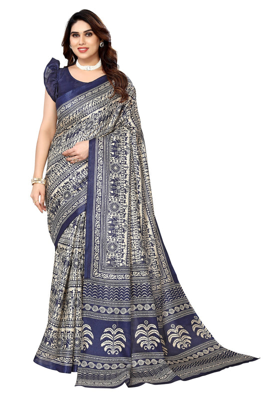 Supikart Printed Art Silk Saree with Blouse