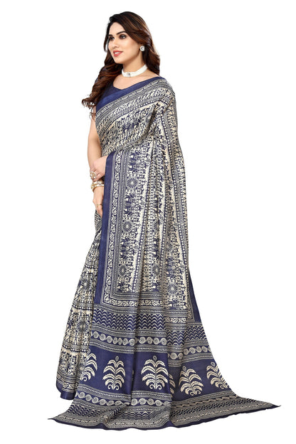 Supikart Printed Art Silk Saree with Blouse