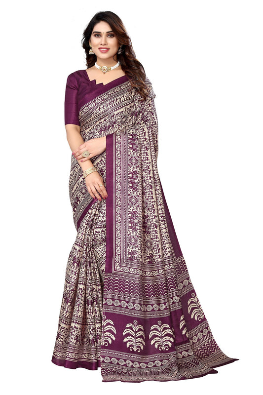 Supikart Printed Art Silk Saree with Blouse