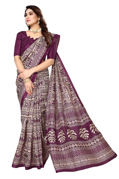 Supikart Printed Art Silk Saree with Blouse